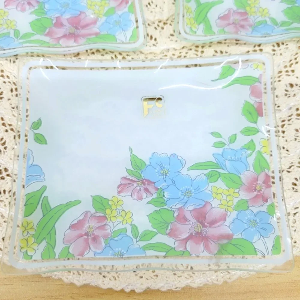 Set of 5 Vintage FC Japan Glass Plates, Tip Trays